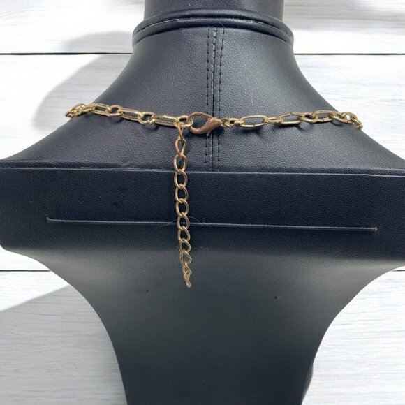 Vintage Art Deco Beaded Lace Chainmail Gold-Tone Necklace With Iridescent Beads - Picture 3 of 4